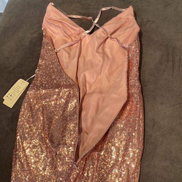 Women’s Pink Fully Sequined Mermaid Style Prom Party Dress Size 6 NWT - Picture 9 of 9